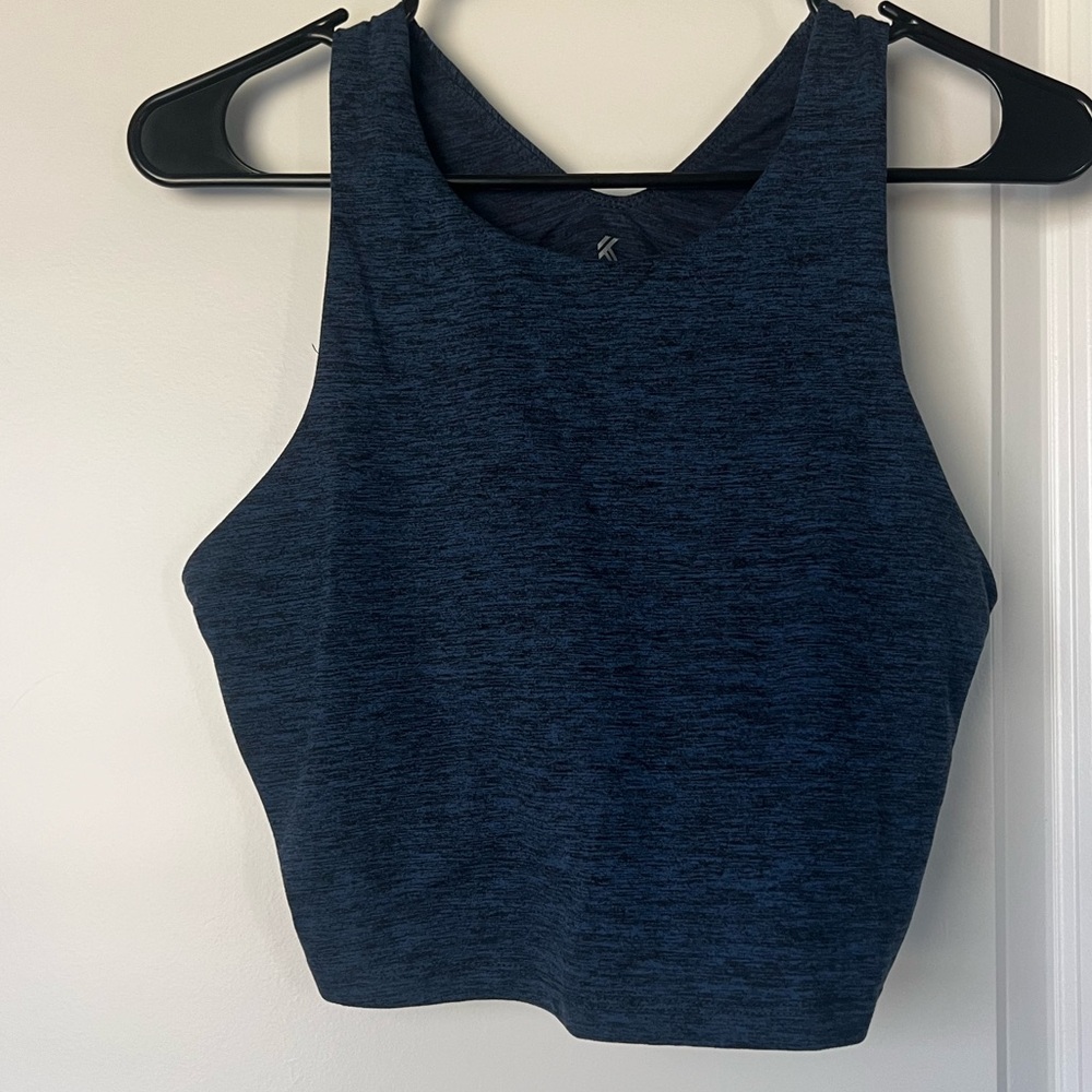 Cropped workout tank top with built in bra padding